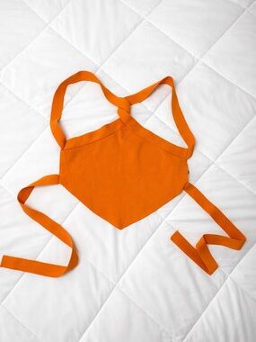 π PRINCESS POLLY NWOT Y2K Orange Halter Bandana Crop Top Cross Back Tie Sz S/M